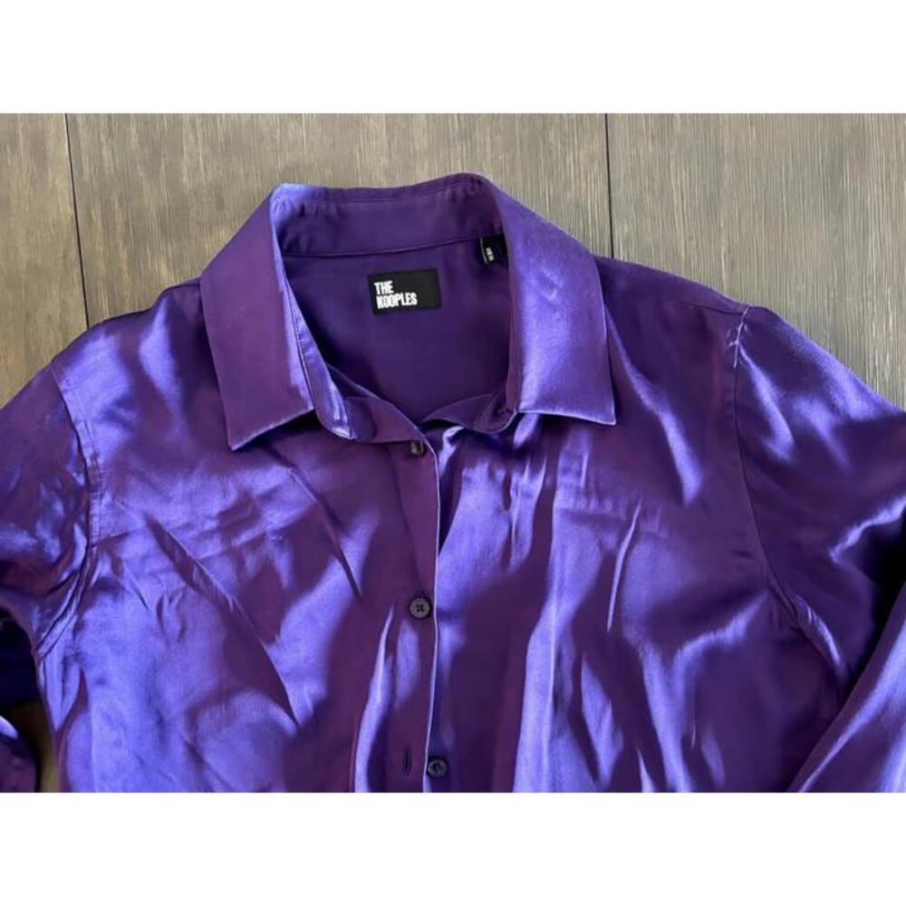 Women’s Silk Button-Up Shirt The Kooples Purple Size EU 1 (US XS/S) - Picture 5 of 11